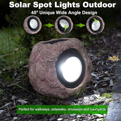 Outdoor Solar Rock Light - 4 Pack, Fake Rock IP65 Waterproof LED Super Bright Spotlight for Deck, Staircase, Woods Garden, Walkway, Patio Pond Garden Decorative Nighttime Landscape Filler Lights
