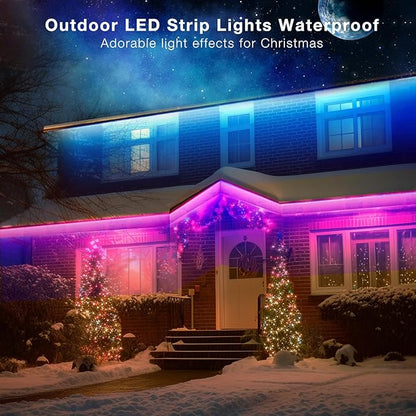 DAYBETTER Outdoor Led Strip Lights Waterproof, Smart LED Lights Work with Alexa and Google Assistant, WiFi App Control DIY Multiple Color Changing Lights Music Sync, LED Lights for Bedroom 32.8 ft