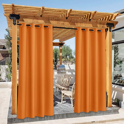 NICETOWN Decorations Outdoor Curtains for Patio Waterproof, Rustproof Grommet Privacy Canvas Outdoor Blinds Cold Insulation for Gazebo/Porch, W55 x L84, Orange, 2 Panels