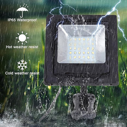 Solar Lights Outdoor Waterproof with 16FT Cord Dusk to Dawn 4400mAh LED Flood Light 6000K Security Lighting for Outside, Flag Pole, Porch, Shed (White 2 Pack)