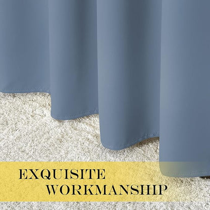 NICETOWN Blackout Curtains & Drapes - Privacy Thermal Efficiency Backdrop Curtains for Bedroom Room Divider Living Room Patio Sliding Glass Door, Wide 80 x Long 144 inch, Stone Blue, 1 Panel