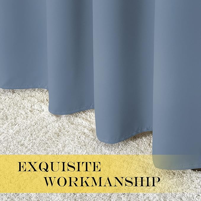 NICETOWN Stone Blue Blackout Curtain 120 inch Length, Grommet Window Treatment Thelma Insulated Room Divider Sliding Door Drape for Bedroom/Living Room, 1 Panel, W100 x L120