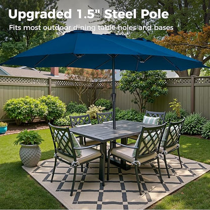 SUPERJARE 13FT Outdoor Umbrella for Patio, Double sided Pool Umbrellas with Fade Resistant Canopy, Large Table Umbrella for Deck, Market, Backyard - Navy Blue