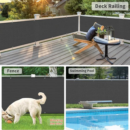 LOVE STORY 3'x10' Dark Grey Balcony Privacy Screen Fence Cover (HDPE) UV Protection Weather-Resistant 3 FT Height Shield for Deck, Patio, Backyard, Outdoor Pool, Porch, Railing