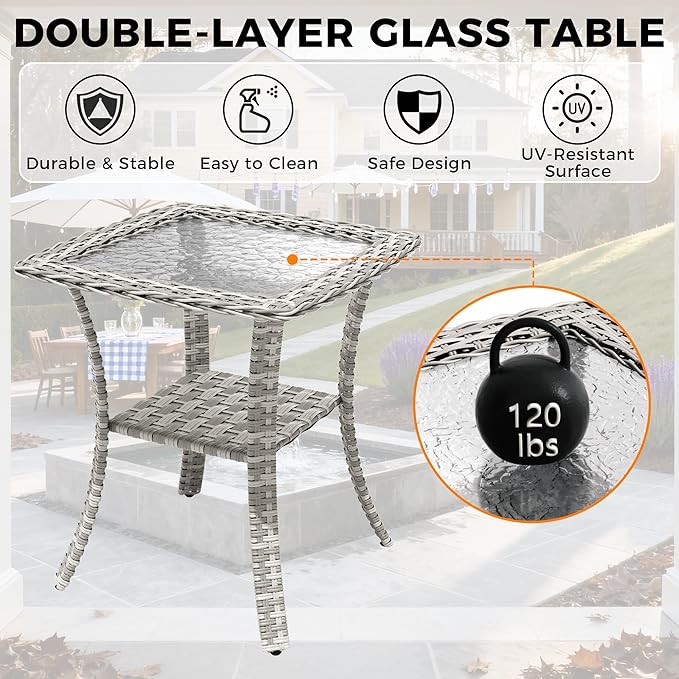 10-Seat Modern Patio Furniture Set with Swivel Rocking Chairs, Thick 4″ Cushions, Dual-Strand Wicker Rattan, Rust-Resistant Steel Frame – Outdoor Conversation & Modular Sectional,Blue