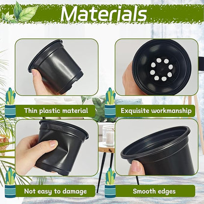 120 Packs Flexible Plastic Nursery Pots,4 Inch Thickened Soft Plastic Pots with Drainage Holes,Garden Seedling Pot for Succulents,Transplanting,Cuttings(Black)