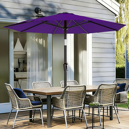 AreShark 9 FT Patio Umbrella for Outdoor, Outdoor Table Umbrella with Push Button Tilt and Crank, Outdoor Patio Umbrellas with 8 Sturdy Ribs for Market, Garden, Pool (Dark Purple)