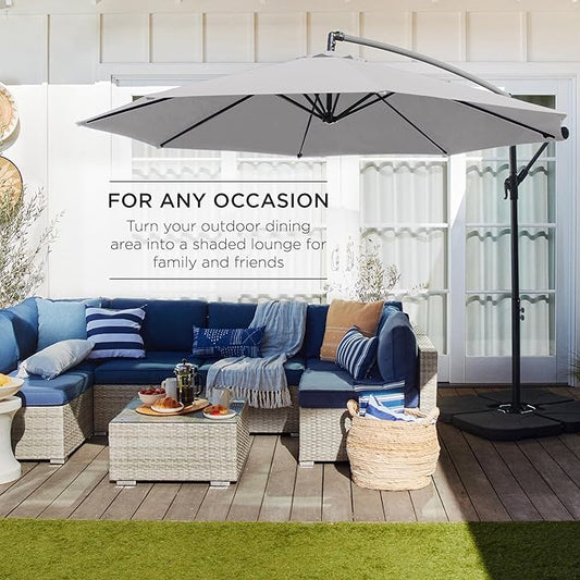Offset Cantilever Hanging Market Patio Umbrella, 10ft