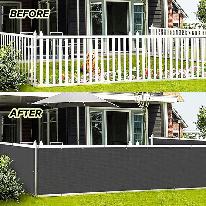 LOVE STORY 3'x16' Dark Grey Balcony Screen Privacy Fence Cover UV Protection Weather-Resistant 3 FT Height Heavy Duty for Deck, Patio, Backyard Shield 90%