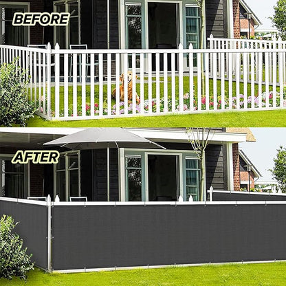 LOVE STORY 3.3'x19.7' Dark Grey Balcony Screen Privacy Fence Cover (HDPE) UV Protection Weather-Resistant 3 FT Height Shield for Deck, Patio, Backyard, Outdoor Pool, Porch, Railing