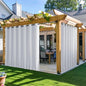 NICETOWN 2 Panels Windproof Outdoor Curtains for Patio Waterproof, Extra Wide Grommet & Back Tab on Top & Bottom Thermal Insulated Sun Blocking Drapes with Rope for Deck, Greyish White, W100 x L84