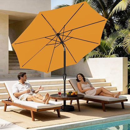 MEWAY 9ft Patio Umbrella Outdoor Table Umbrellas with Push Tilt and Crank, Market Umbrella 8 Sturdy Ribs for Deck, Garden, Pool and Backyard, Bright Orange