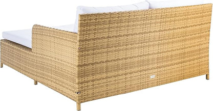 SAFAVIEH Outdoor Collection Cadeo Natural/White Cushion Daybed PAT7500D