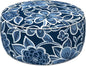 LVTXIII Indoor/Outdoor Inflatable Ottoman with Handle D21 x H9 Inch, Weather-Resistant Round Footstool Pouf for Patio Camping Living Room, Portable Footrest Extra Seating, Flower Navy