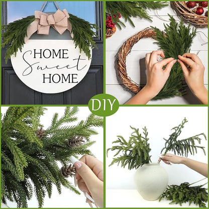 Artificial Pine Greenery Stems, 30 Pack, 18 Inch Green Polyethylene