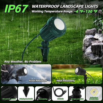 Spotlight Outdoor – 120V Plug-In, 6500K Cool White LED Landscape Lighting with RGB Purple 4 Color Lenses for Yard, Garden, Lawn & Tree Decor on Holidays&Everyday, IP67 Waterproof (1 Pack,Green)