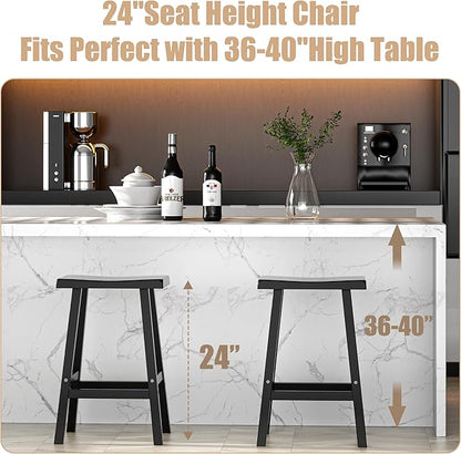 Bar Stools Set of 2, Waterproof UV-Resistant,Durable Resin Kitchen Island Chairs for Indoor & Outdoor Use, Modern Design for Home,Bar,and Cafe (24inch *2)