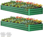 YITAHOME 12x4x1ft 2pcs Large Raised Garden Bed Kit, Galvanized Metal Planter Box with Gloves, Ground Nails, Support Rod, Outdoor Above Ground Planters for Plants Vegetables Flowers, Green
