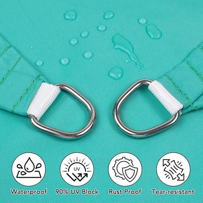 Artpuch Waterproof Sun Shade Sail, 08'x10' Turquoise Rectangular, UV Resistant Rain Canopy, Curved Edges Shade Cloth for Outdoor Patio, Deck, Yard (Custom