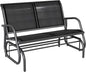 Outsunny 2-Person Outdoor Glider Bench, Patio Double Swing Rocking Chair Loveseat w/Powder Coated Steel Frame for Backyard Garden Porch, Black