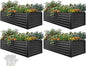 YITAHOME 8x4x2 ft 4pcs Galvanized Raised Garden Bed Kit, Large Metal Planter Box with Gloves, Safety Rubber & Support Rod, Outdoor Flower Bed for Plants Vegetables, Black