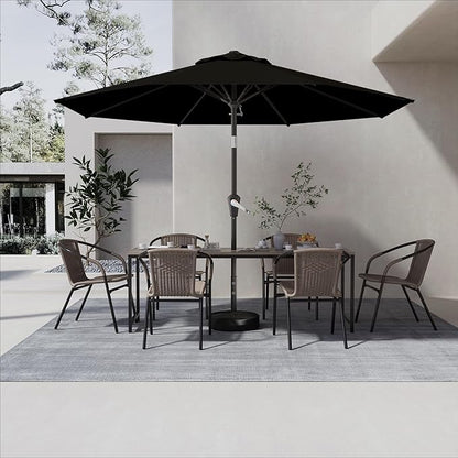 AreShark 9 FT Patio Umbrella for Outdoor, Outdoor Umbrella with Push Button Tilt and Crank, Outdoor Patio Umbrellas with 8 Sturdy Ribs for Market, Garden, Deck, Backyard, Pool (Classic Black)
