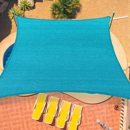 16'x20' Sun Shade Sail Curved Commercial Outdoor Shade Cover Turquoise Rectangle Heavy Duty Permeable 185GSM UV Block Sunshade for Backyard Yard Deck Patio Garden Outdoor Activities and Facility