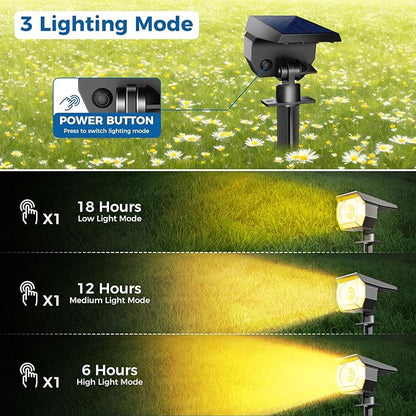 2 Pack Solar Spot Lights Outdoor, Solar Spotlights Outdoor Waterproof 2-in-1 Auto On/Off Landscape Lighting for Outside Yard Wall Garden Pathway(Warm White)