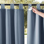 NICETOWN 2 Panels Outdoor Curtainss for Patio Waterproof Extra Wide, Detachable Tab Top Room Darkening Indoor Outdoor Slider Sun & Cold Block for Gazebo/Balcony, Stone Blue, W84 x L84