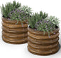 Kesfitt Round Metal Raised Garden Bed, 2x2x1.5 FT, 18-Inch Deep Galvanized Steel Garden Bed with Open Bottom for Outdoor Vegetables & Herbs, Walnut Finish, 2 Pack