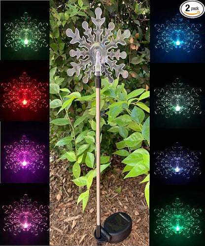 Solar Powered Garden Stake LED Light, Set of 2 (Snowflake)