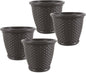 Suncast 4 Pack Sonora 18 Inch Lightweight Durable Plastic Wicker Decorative Flower Planter Pot for Yard, Garden, Indoor or Outdoor Use, Brown