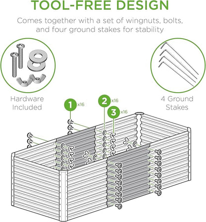 Best Choice Products 4x2x2ft Outdoor Metal Raised Garden Bed, Deep Root Box Planter for Vegetables, Flowers, Herbs, 119 Gallon Capacity, 100% Non Toxic Materials - Moonlight Gray