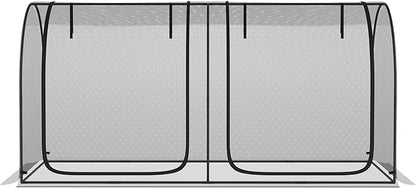 Outsunny 8' x 4' Crop Cage, Plant Protection Tent with Two Zippered Doors, Storage Bag and 4 Ground Stakes, for Garden, Yard, Lawn, Black