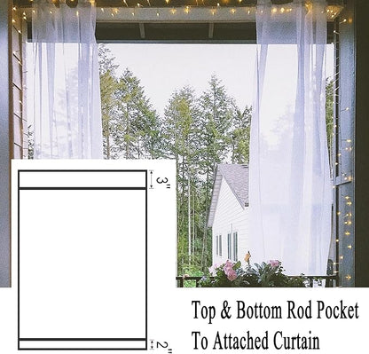 Patio Screen Mesh Outdoor Curtains Waterproof Sheer Lightweight Bug Netting for Porch Gazebo Garden Party Wedding Backdrop, White, W 125 x L 84 inch per Panel, 2 Panels