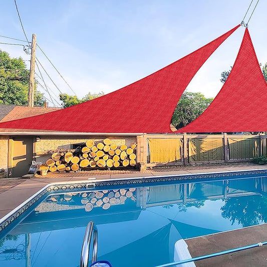 E&K Sunrise 24' x 24' x 24' Sun Shade Sail Triangle Canopy Shade Cover UV Block for Patio Backyard Garden Outdoor (Red)