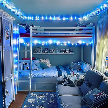 String Lights with 600 Blue and White LEDs, 168 ft Outdoor Corded