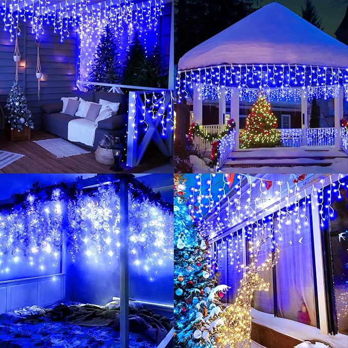 String Lights 99 ft Blue LED Strand with 8 Lighting Modes