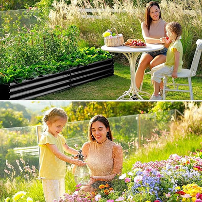 Land Guard 3 Pack 6×3×1ft Galvanized Metal Raised Garden Bed, Metal Planter Kit Box Outdoor for Deep-Rooted Vegetables, Flowers, Green and Herbs, Gray