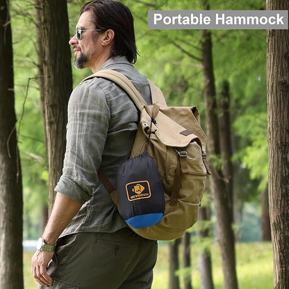 Camping Hammock with Net,Travel Portable Lightweight Hammocks with Tree Straps and Solid D-Shape Carabiners,Parachute Nylon Hammock for Outsides Backpacking Beach Backyard Patio Hiking