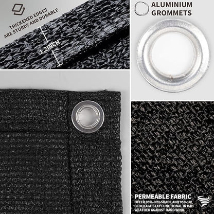 LOVE STORY Custom Size 2'6''x16' Black Balcony Privacy Screen,UV Block Privacy Fence Screen,90% Shield for Outdoor Pool Garden Apartment Railing