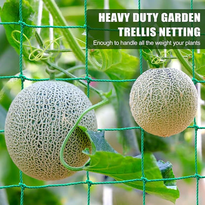 Trellis Netting, Heavy Duty Garden Trellis Netting for Climbing Plants Outdoor w/Plant Clips, 6.6x9.85 Ft Plant Netting for Cucumber, Tomato, 27 Strands & 4x4 in Mesh, Grow Net for Fruits, Vegetables