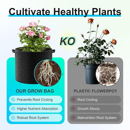 Land Guard 4-Pack Fabric Grow Bags 30 Gallon, Thickened Nonwoven Garden Pots, Growing Bags with Handles, Black