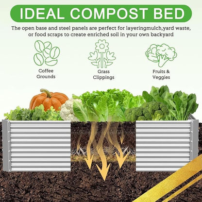 2 Pack Tall 6x3FT Corrugated Galvanized Steel Raised Garden Bed Outdoor, Metal Above Ground Garden Bed for Vegetables and Flowers, Rectangle Raised Beds for Gardening