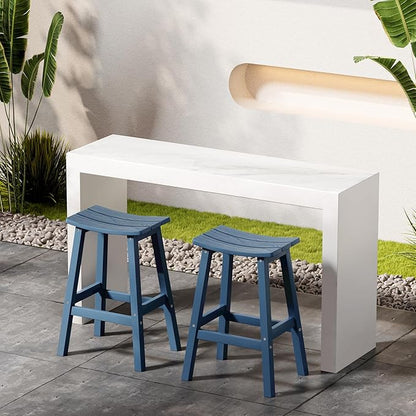 Stoog All-Weather Bar Stools Set of 4, 28" Height Outdoor Bar Stools, Low Maintenance, for Patio, Deck, Kitchen Counter, and Garden, Blue
