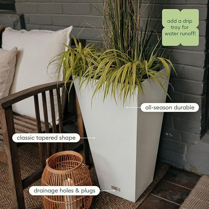 Veradek V-Resin Indoor/Outdoor Taper Planter (30 inch, White)