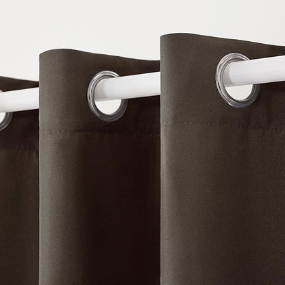 TOWN & COUNTRY ΒASICS Cabana Solid Heavyweight Indoor Outdoor Curtains, Light Filtering Opacity with Grommet Top, Water Repellent, 2-Pack Set, 54"x84", Chocolate