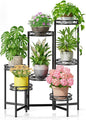 Metal Plant Stand, 7 Tier Tall Wrought Iron Plant Shelf Holder for Indoor, Outdoor Folding Tall Display Rack Flower Pot Stand for Corner Office Balcony Patio - BlackCircle