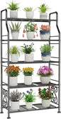 GIOTORENT Plant Stand Outdoor Indoor 5 Tier Metal Waterproof - 53.2" Plant Shelf for Patio, Balcony, Living Room, Large Capacity Tiered Plant Rack, Black