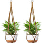 Macrame Plant Hanger - Fits 6 to 15 inches Pots for Indoor Outdoor, 43 Inch, Set of 2, Brown (POTS NOT Included)